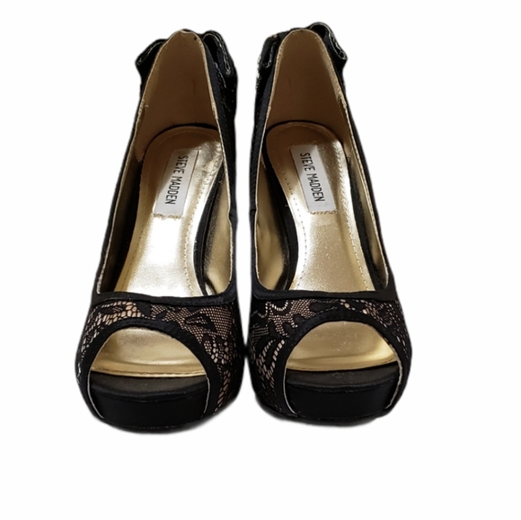 Steve Madden Peek-Toe Lace Overlay Heels - Picture 9 of 15